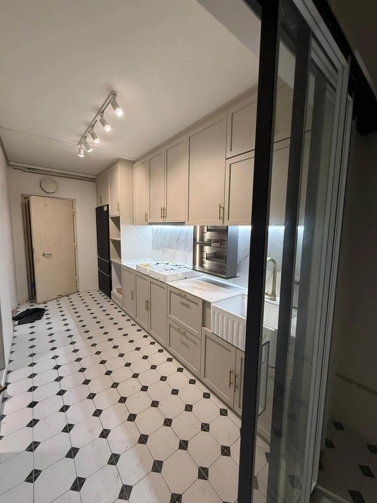 Completed kitchen cabinetry and worktop